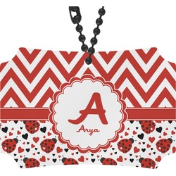 Ladybugs & Chevron Rear View Mirror Ornament (Personalized)