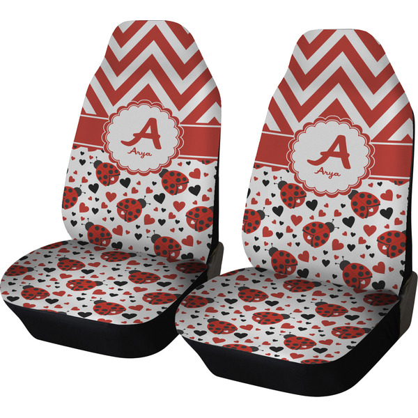 Custom Ladybugs & Chevron Car Seat Covers (Set of Two) (Personalized)