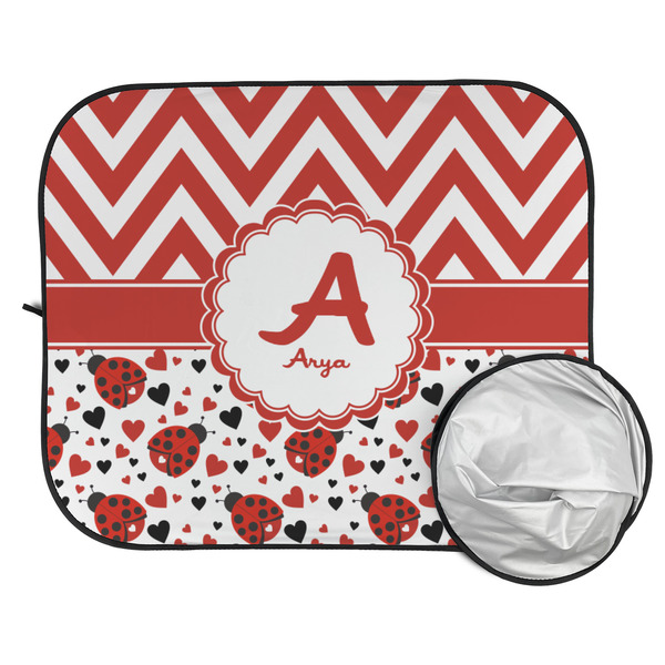 Ladybugs & Chevron Car Sun Shades - FOLDED & UNFOLDED