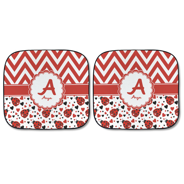 Ladybugs & Chevron Car Sun Shades - FRONT