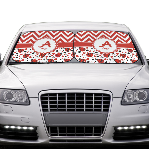 Ladybugs & Chevron Car Sun Shades - IN CONTEXT