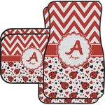 Ladybugs & Chevron Car Floor Mats Set - 2 Front & 2 Back (Personalized)