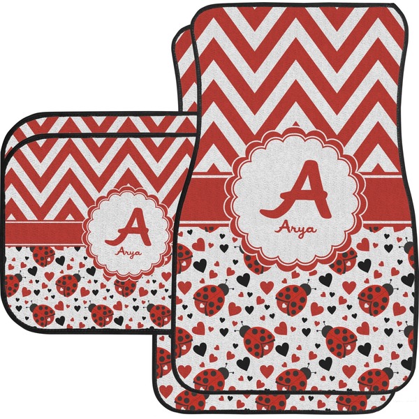 Ladybugs & Chevron Custom Car Floor Mats (Back Seat)