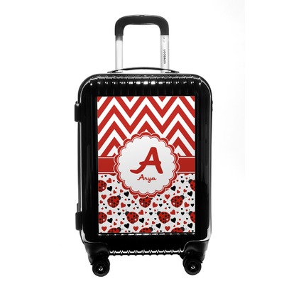 Ladybugs & Chevron Carry On Hard Shell Suitcase (Personalized)