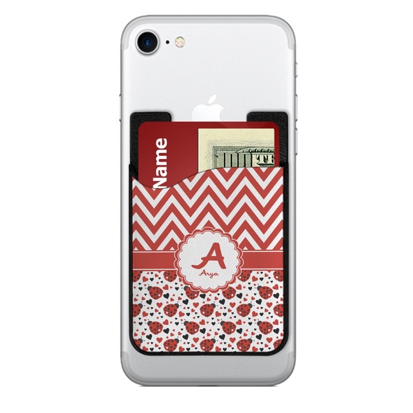 Custom Ladybugs & Chevron 2-in-1 Cell Phone Credit Card Holder & Screen Cleaner (Personalized)