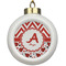 Ladybugs & Chevron Ceramic Ball Ornament (Personalized)
