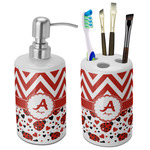 Ladybugs & Chevron Ceramic Bathroom Accessories Set (Personalized)
