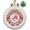 Ladybugs & Chevron Ceramic Christmas Ornament - Xmas Tree (Front View)