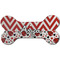 Ladybugs & Chevron Ceramic Dog Ornament - Front w/ Name and Initial