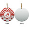 Ladybugs & Chevron Ceramic Flat Ornament - Circle Front & Back (APPROVAL)
