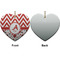 Ladybugs & Chevron Ceramic Flat Ornament - Heart Front & Back (APPROVAL)