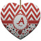 Ladybugs & Chevron Ceramic Flat Ornament - Heart (Front)