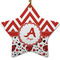 Ladybugs & Chevron Ceramic Flat Ornament - Star (Front)