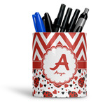 Ladybugs & Chevron Ceramic Pen Holder