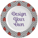 Ladybugs & Chevron Ceramic Dinner Plates (Set of 4) (Personalized)