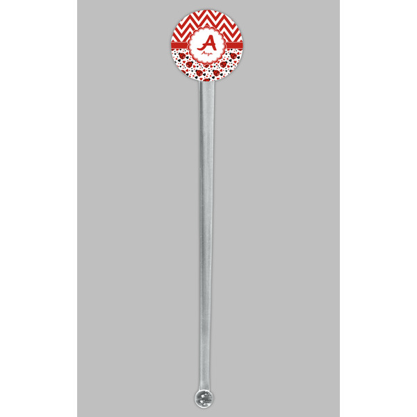 Ladybugs & Chevron Clear Plastic 7" Stir Stick - Round - Single Stick