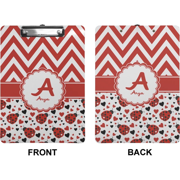 Ladybugs & Chevron Clipboard (Letter) (Front + Back)