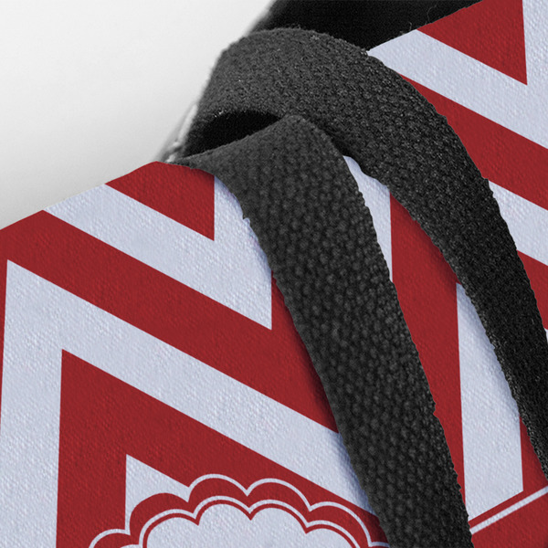 Ladybugs & Chevron Closeup of Tote w/Black Handles