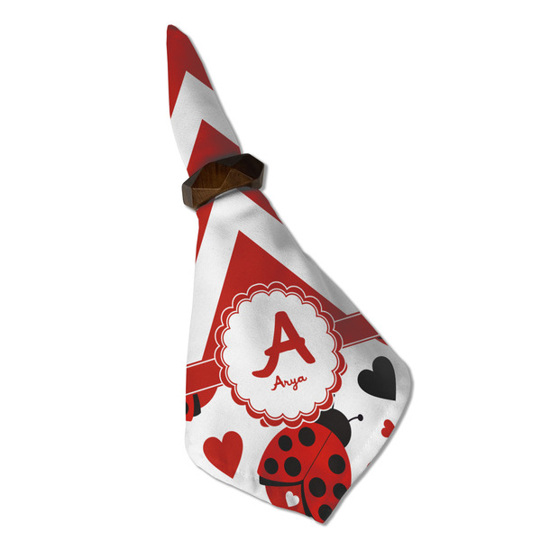 Ladybugs & Chevron Cloth Napkins - Personalized Dinner (Folded in Ring) (MAIN)