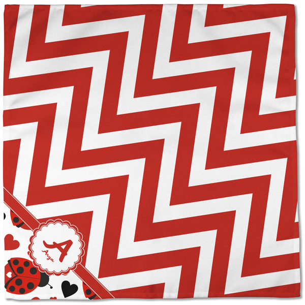 Ladybugs & Chevron Cloth Napkins - Personalized Dinner (Full Open)