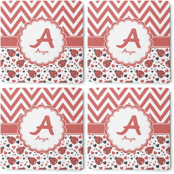 Ladybugs & Chevron Coaster Rubber Back - Apvl