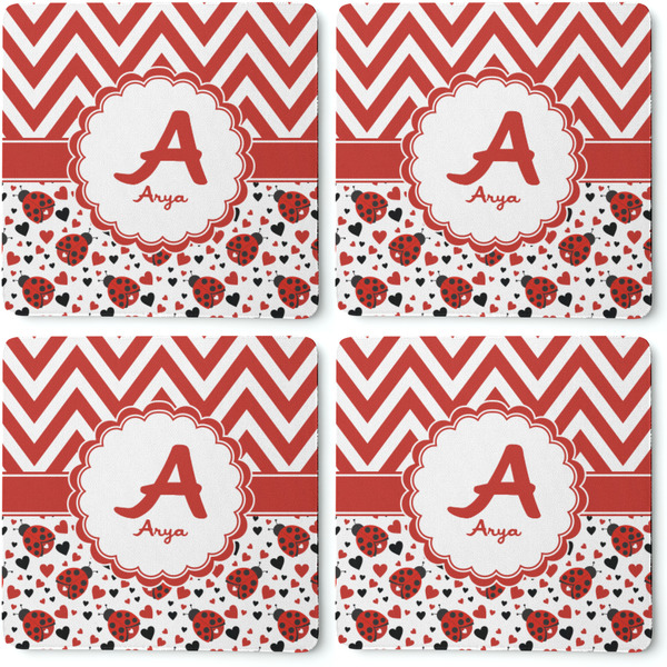 Ladybugs & Chevron Coaster Rubber Back - Apvl