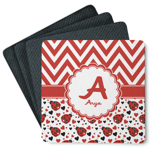 Ladybugs & Chevron Coaster Rubber Back - Main