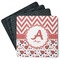 Ladybugs & Chevron Square Rubber Backed Coasters - Set of 4 (Personalized)