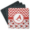 Ladybugs & Chevron Square Rubber Backed Coasters - Set of 4 (Personalized)