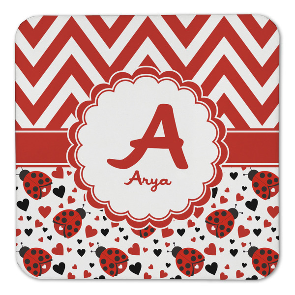 Ladybugs & Chevron Coaster Set - FRONT (one)