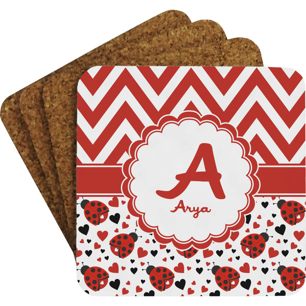 Ladybugs & Chevron Coaster Set (Personalized)