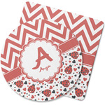 Ladybugs & Chevron Rubber Backed Coaster (Personalized)