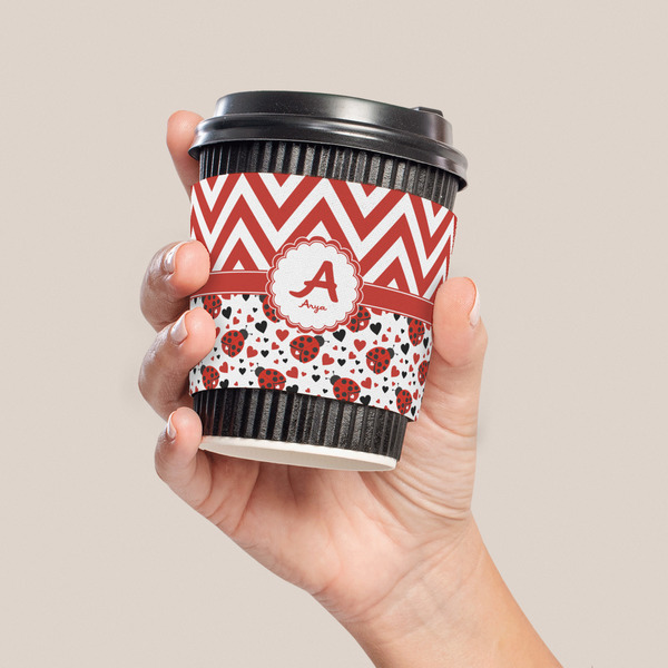 Ladybugs & Chevron Coffee Cup Sleeve - LIFESTYLE
