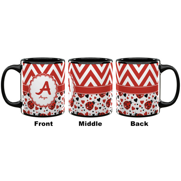 Ladybugs & Chevron Coffee Mug - 11 oz - Black APPROVAL