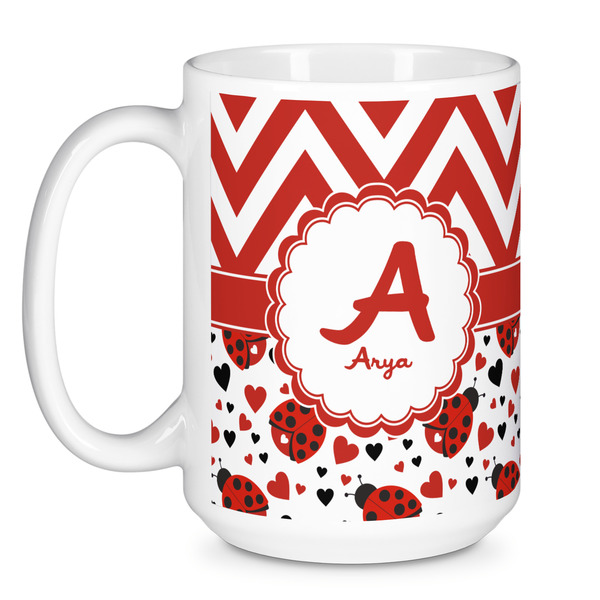 Ladybugs & Chevron Coffee Mug - 15 oz - White
