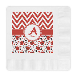 Ladybugs & Chevron Embossed Decorative Napkins (Personalized)