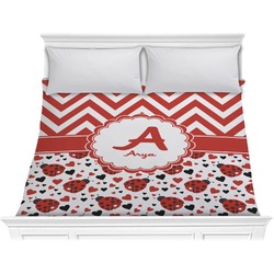 Ladybugs & Chevron Comforter - King (Personalized)