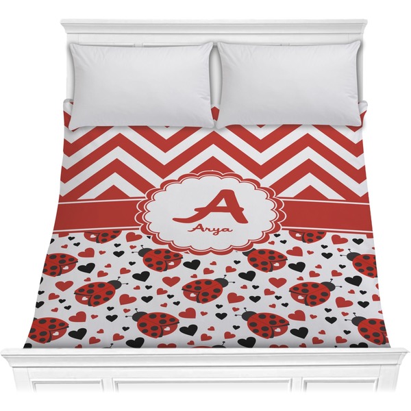 Custom Ladybugs & Chevron Comforter - Full / Queen (Personalized)