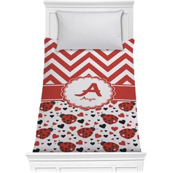 Ladybugs & Chevron Comforter - Twin XL (Personalized)