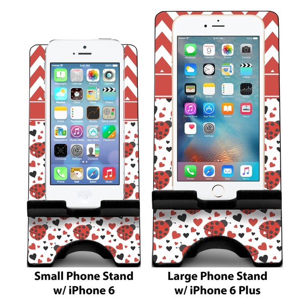 Ladybugs & Chevron Compare Phone Stand Sizes - with iPhones
