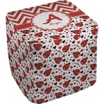 Ladybugs & Chevron Cube Pouf Ottoman - 13" (Personalized)