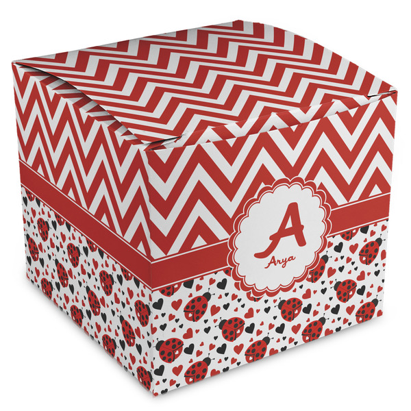 Custom Ladybugs & Chevron Cube Favor Gift Boxes (Personalized)