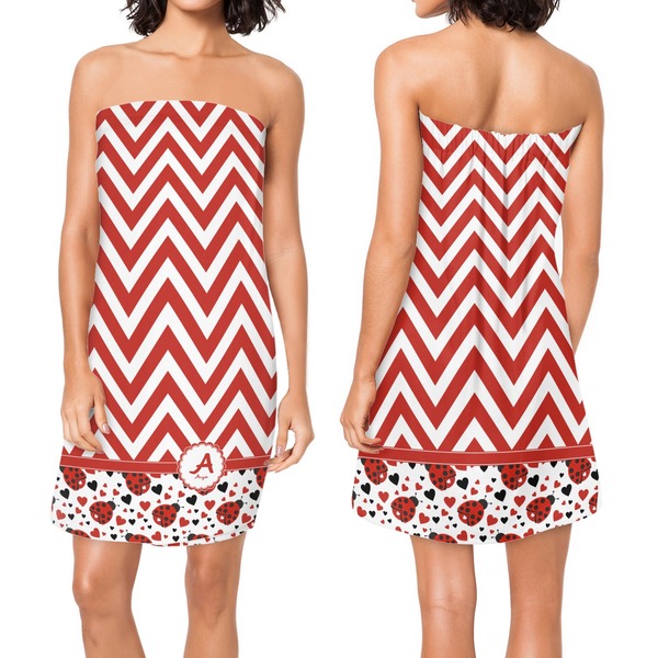 Ladybugs & Chevron Custom Bath Wrap - Front & Back View