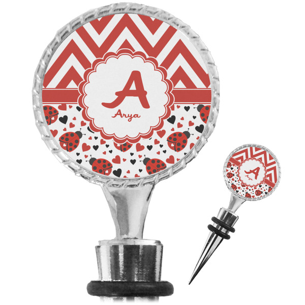 Custom Ladybugs & Chevron Wine Bottle Stopper (Personalized)