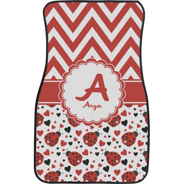 Ladybugs & Chevron Custom Car Floor Mats (Front Seat)