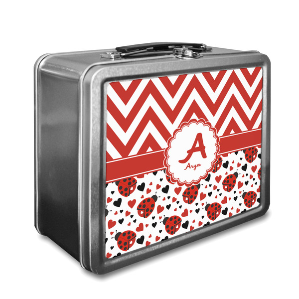 Custom Ladybugs & Chevron Lunch Box (Personalized)