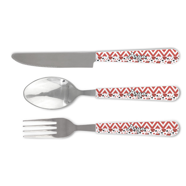 Custom Ladybugs & Chevron Cutlery Set (Personalized)