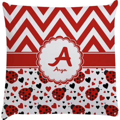 Ladybugs & Chevron Decorative Pillow Case (Personalized)