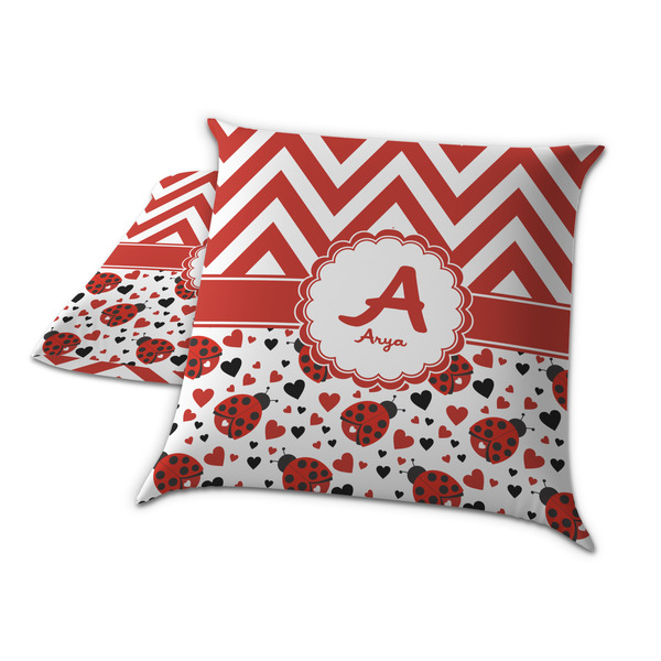 Ladybugs & Chevron Decorative Pillow Case - TWO