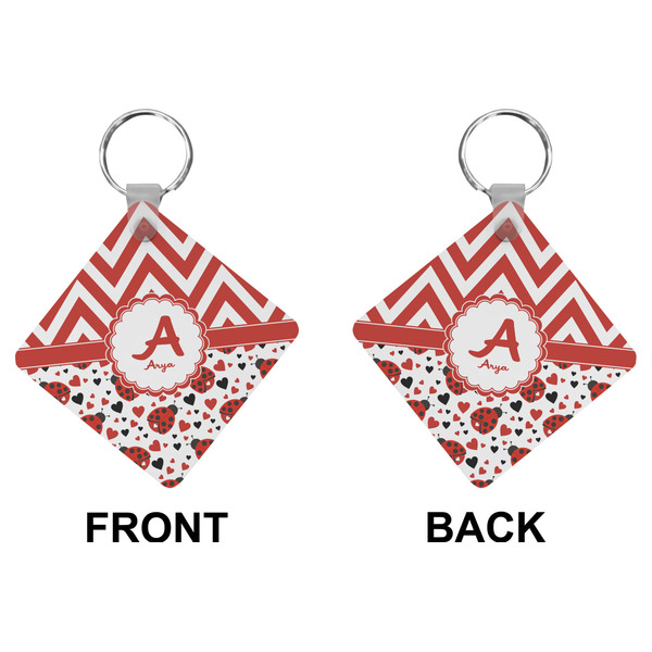 Ladybugs & Chevron Diamond Keychain (Front + Back)